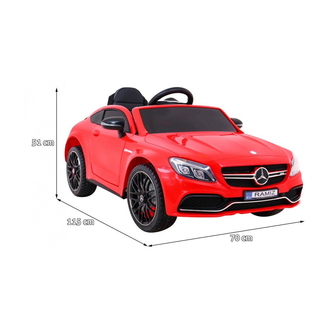 Mercedes Benz C63 AMG Dětské červené + dálkové ovládání + 5bodové pásy + EVA + kufr + MP3 LED
