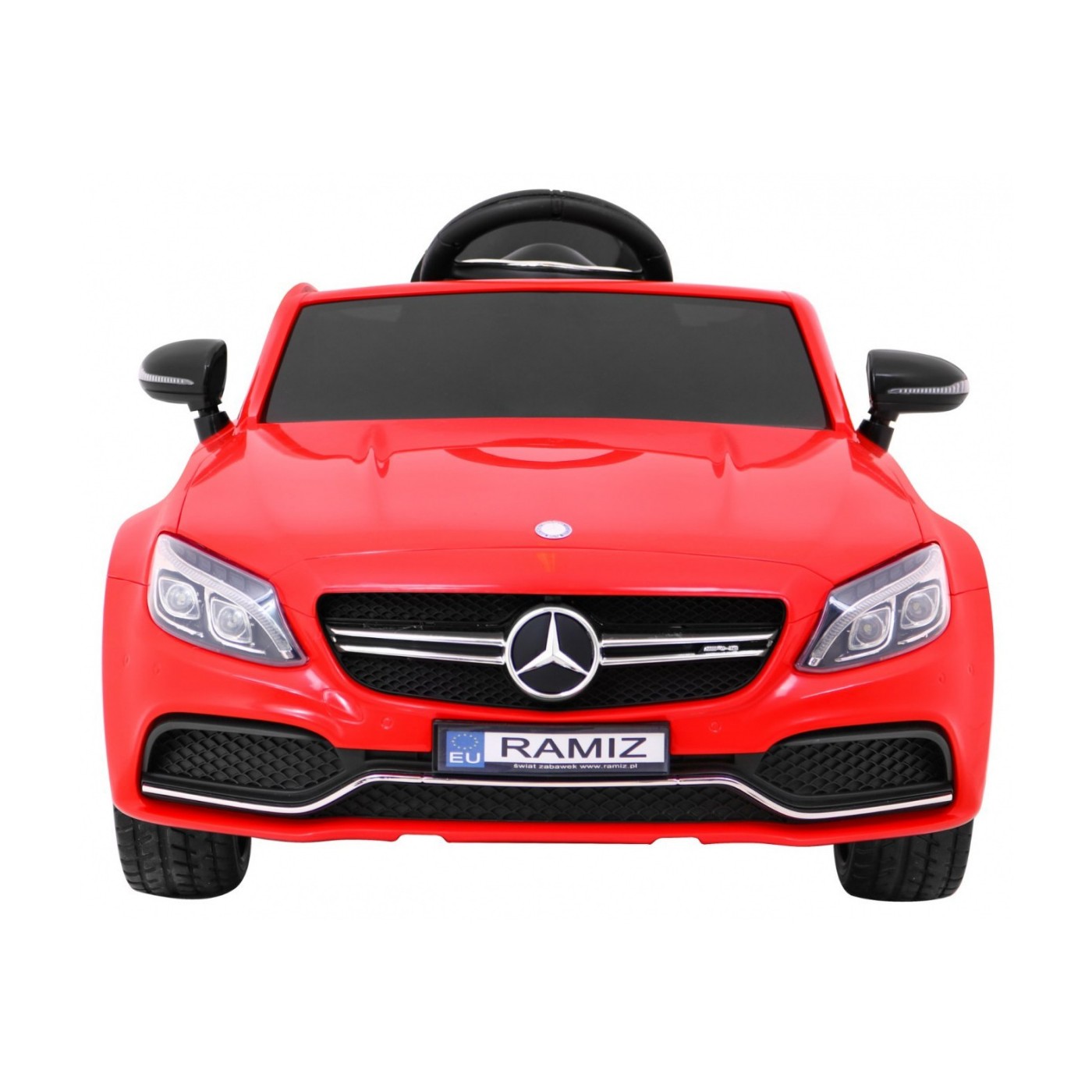 Mercedes Benz C63 AMG Dětské červené + dálkové ovládání + 5bodové pásy + EVA + kufr + MP3 LED