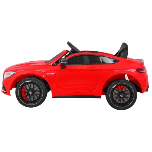 Mercedes Benz C63 AMG Dětské červené + dálkové ovládání + 5bodové pásy + EVA + kufr + MP3 LED