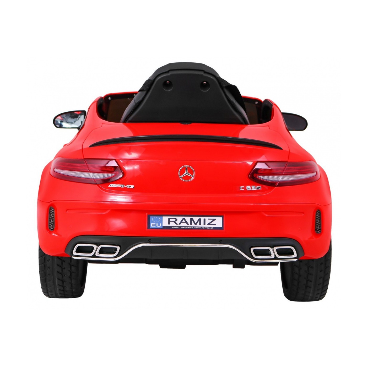 Mercedes Benz C63 AMG Dětské červené + dálkové ovládání + 5bodové pásy + EVA + kufr + MP3 LED