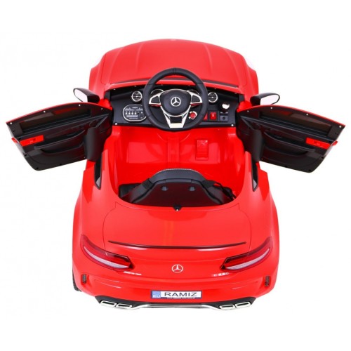 Mercedes Benz C63 AMG Dětské červené + dálkové ovládání + 5bodové pásy + EVA + kufr + MP3 LED