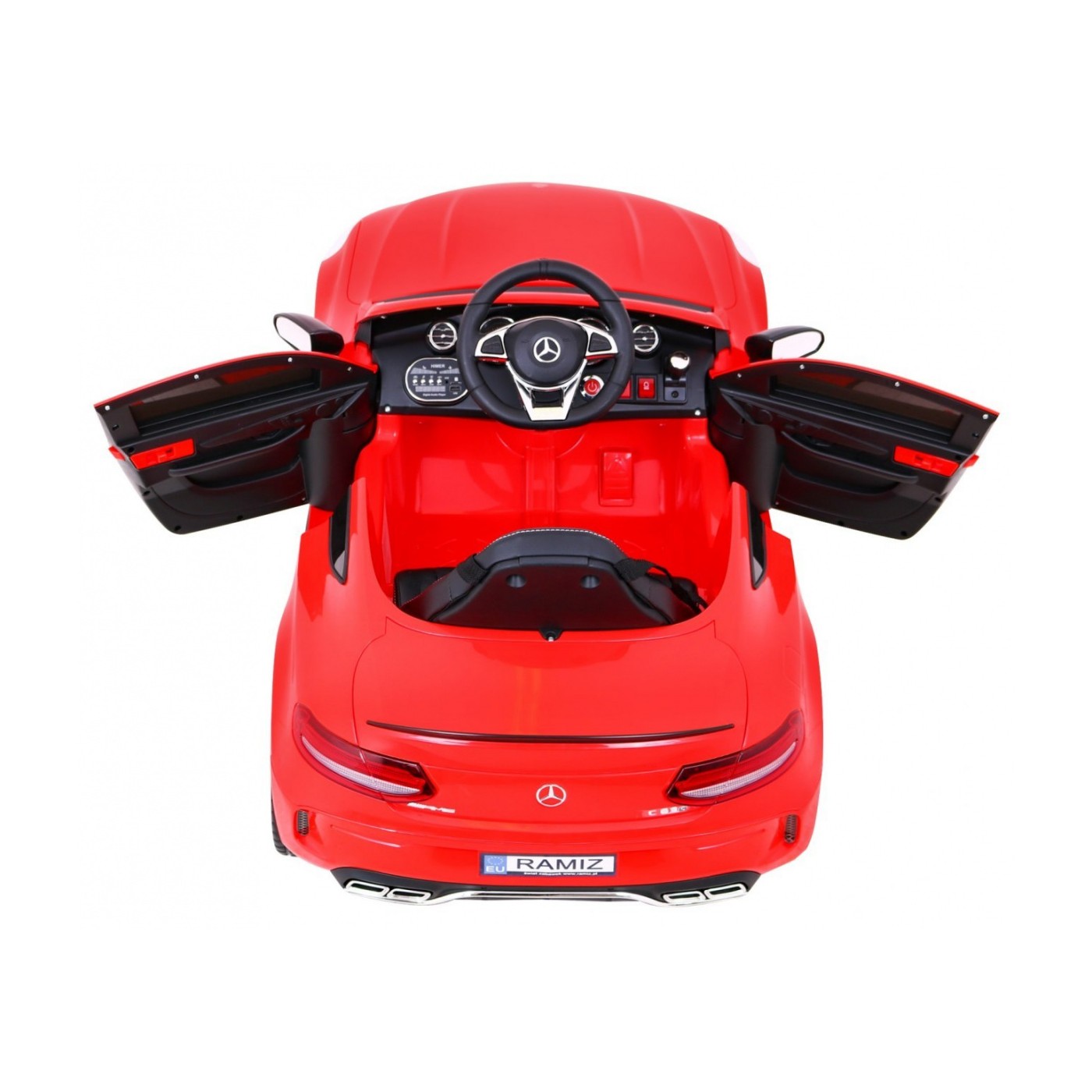 Mercedes Benz C63 AMG Dětské červené + dálkové ovládání + 5bodové pásy + EVA + kufr + MP3 LED