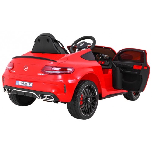 Mercedes Benz C63 AMG Dětské červené + dálkové ovládání + 5bodové pásy + EVA + kufr + MP3 LED