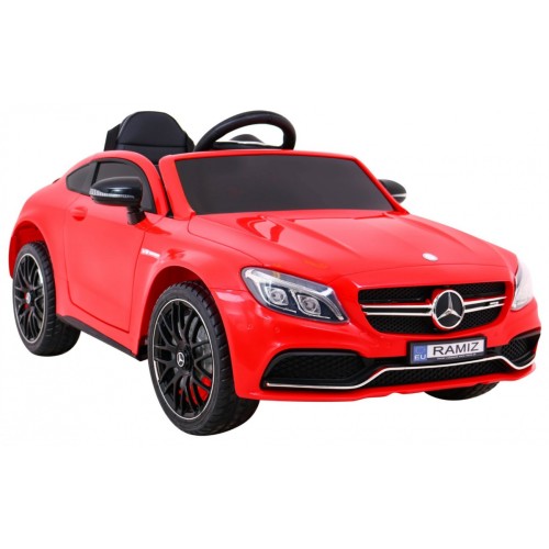Mercedes Benz C63 AMG Dětské červené + dálkové ovládání + 5bodové pásy + EVA + kufr + MP3 LED