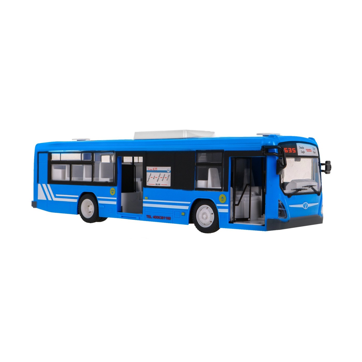 Dětský městský autobus 6+ dálkové ovládání Modrá 1:20 Pohyblivé prvky + Zvuky Světla