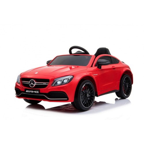 Mercedes Benz C63 AMG Dětské červené + dálkové ovládání + 5bodové pásy + EVA + kufr + MP3 LED