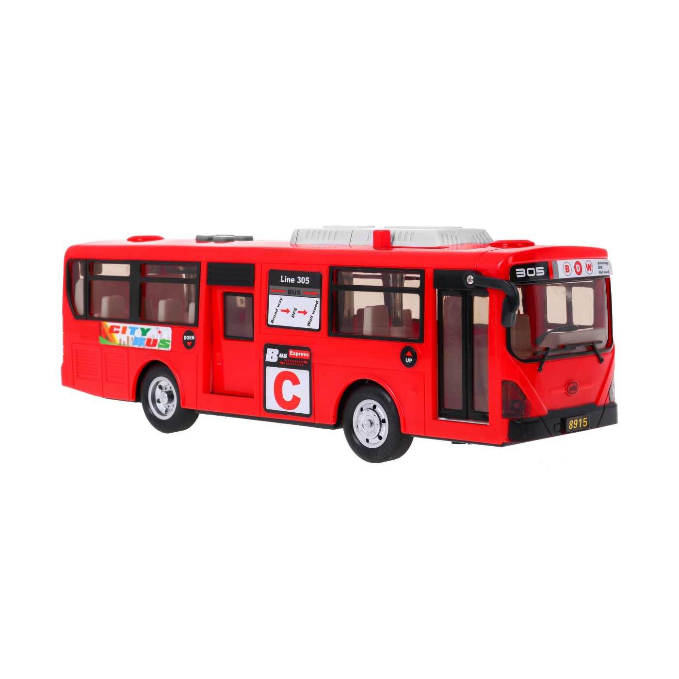 Interaktivní školní autobus pro děti 3+ červený + otevírání dveří + Zvuky Světla