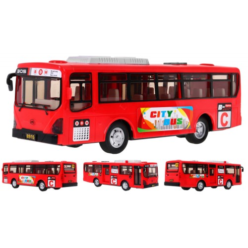Interaktivní školní autobus pro děti 3+ červený + otevírání dveří + Zvuky Světla