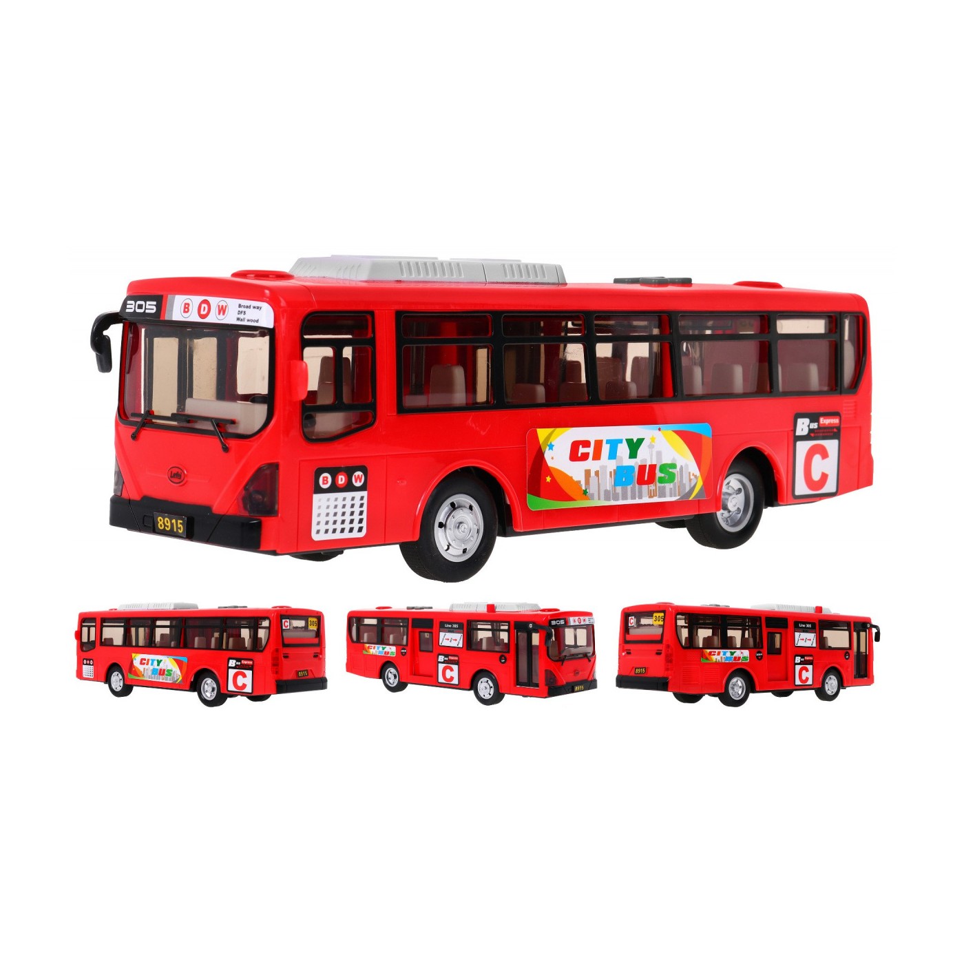 Interaktivní školní autobus pro děti 3+ červený + otevírání dveří + Zvuky Světla