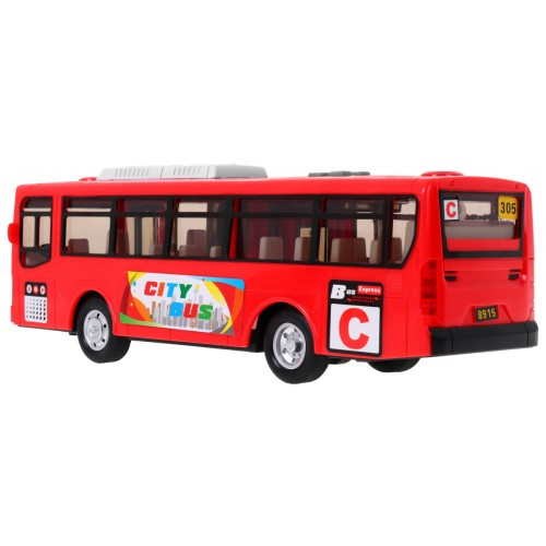 Interaktivní školní autobus pro děti 3+ červený + otevírání dveří + Zvuky Světla