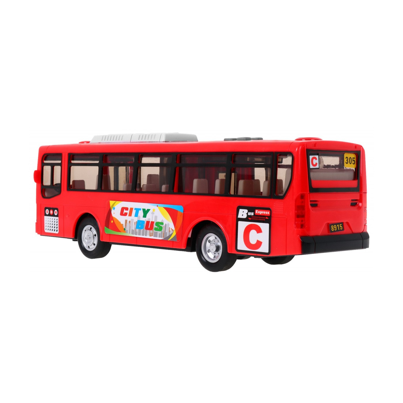 Interaktivní školní autobus pro děti 3+ červený + otevírání dveří + Zvuky Světla