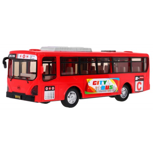 Interaktivní školní autobus pro děti 3+ červený + otevírání dveří + Zvuky Světla