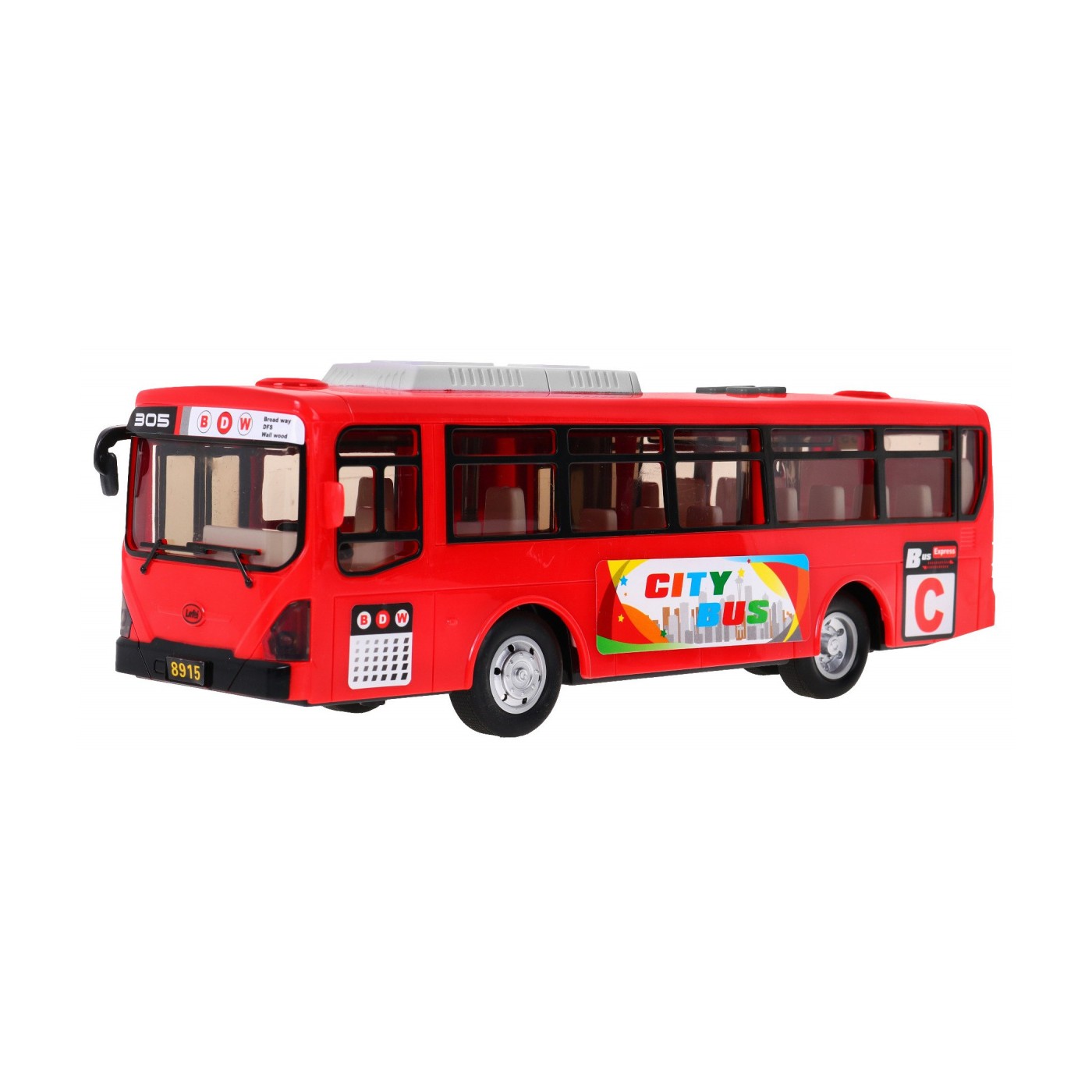 Interaktivní školní autobus pro děti 3+ červený + otevírání dveří + Zvuky Světla
