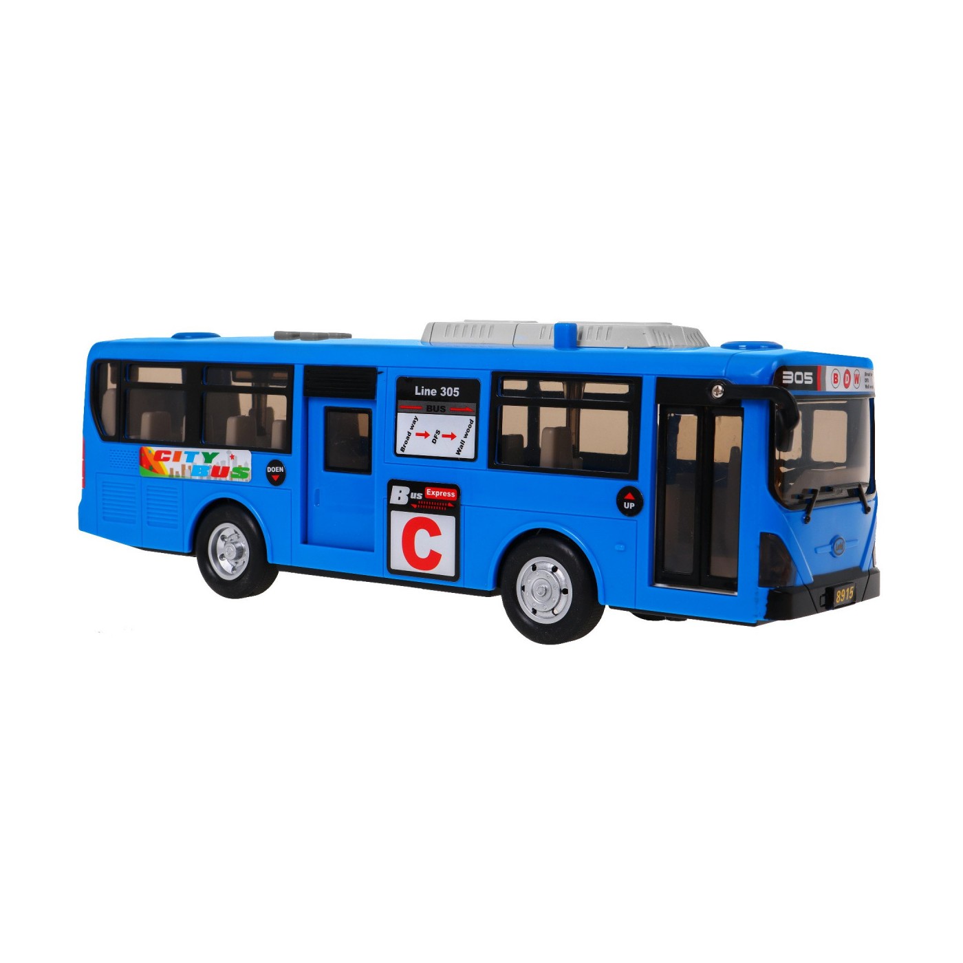 Interaktivní školní autobus pro děti 3+ modrý + otevírání dveří + Zvuky Světla