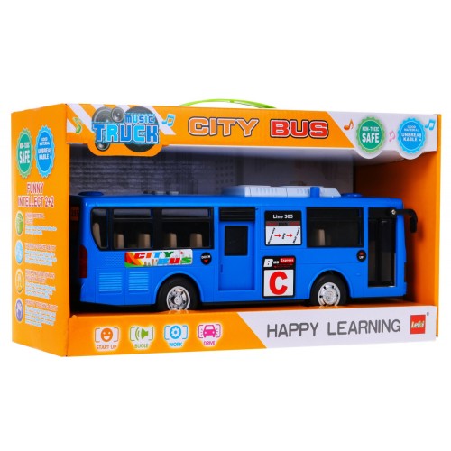 Interaktivní školní autobus pro děti 3+ modrý + otevírání dveří + Zvuky Světla