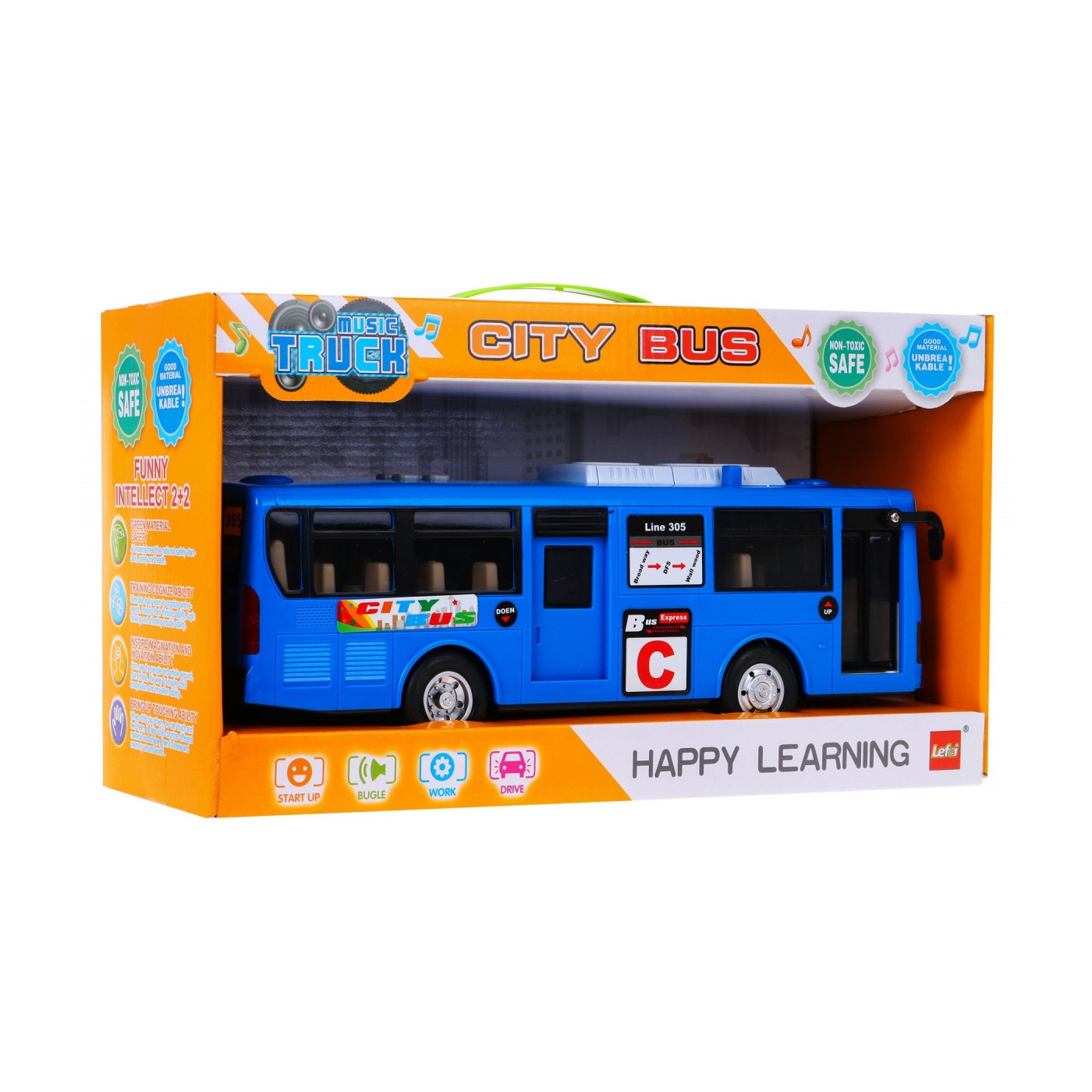 Interaktivní školní autobus pro děti 3+ modrý + otevírání dveří + Zvuky Světla