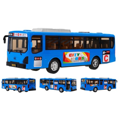 Interaktivní školní autobus pro děti 3+ modrý + otevírání dveří + Zvuky Světla