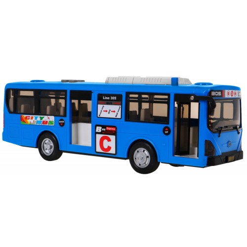 Interaktivní školní autobus pro děti 3+ modrý + otevírání dveří + Zvuky Světla