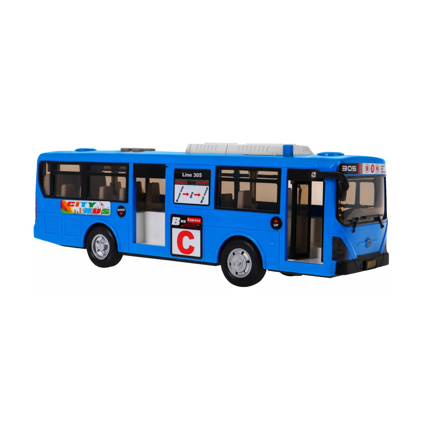 Interaktivní školní autobus pro děti 3+ modrý + otevírání dveří + Zvuky Světla