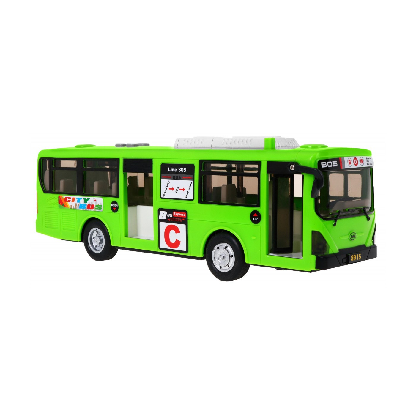 Interaktivní školní autobus pro děti 3+ zelený + otevírání dveří + Zvuky Světla