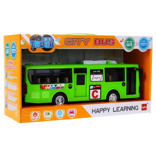 Interaktivní školní autobus pro děti 3+ zelený + otevírání dveří + Zvuky Světla
