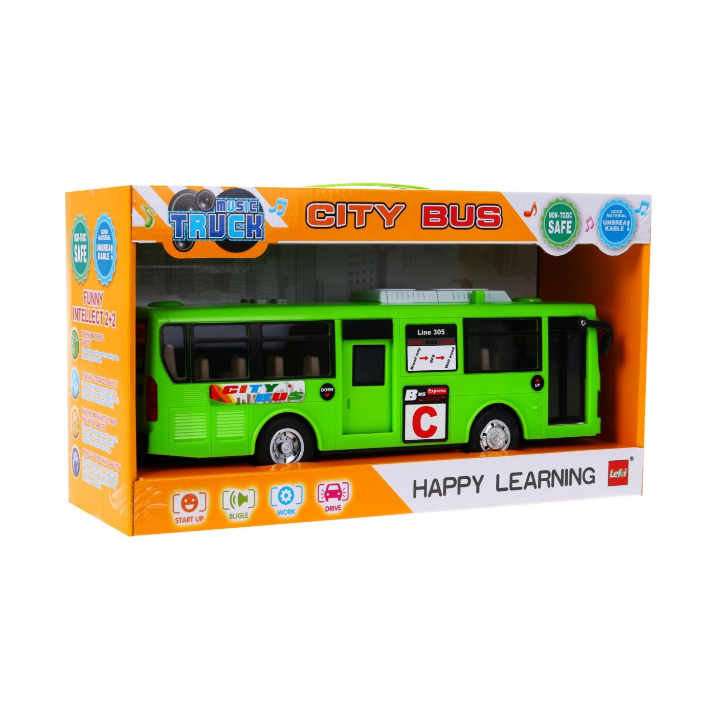 Interaktivní školní autobus pro děti 3+ zelený + otevírání dveří + Zvuky Světla