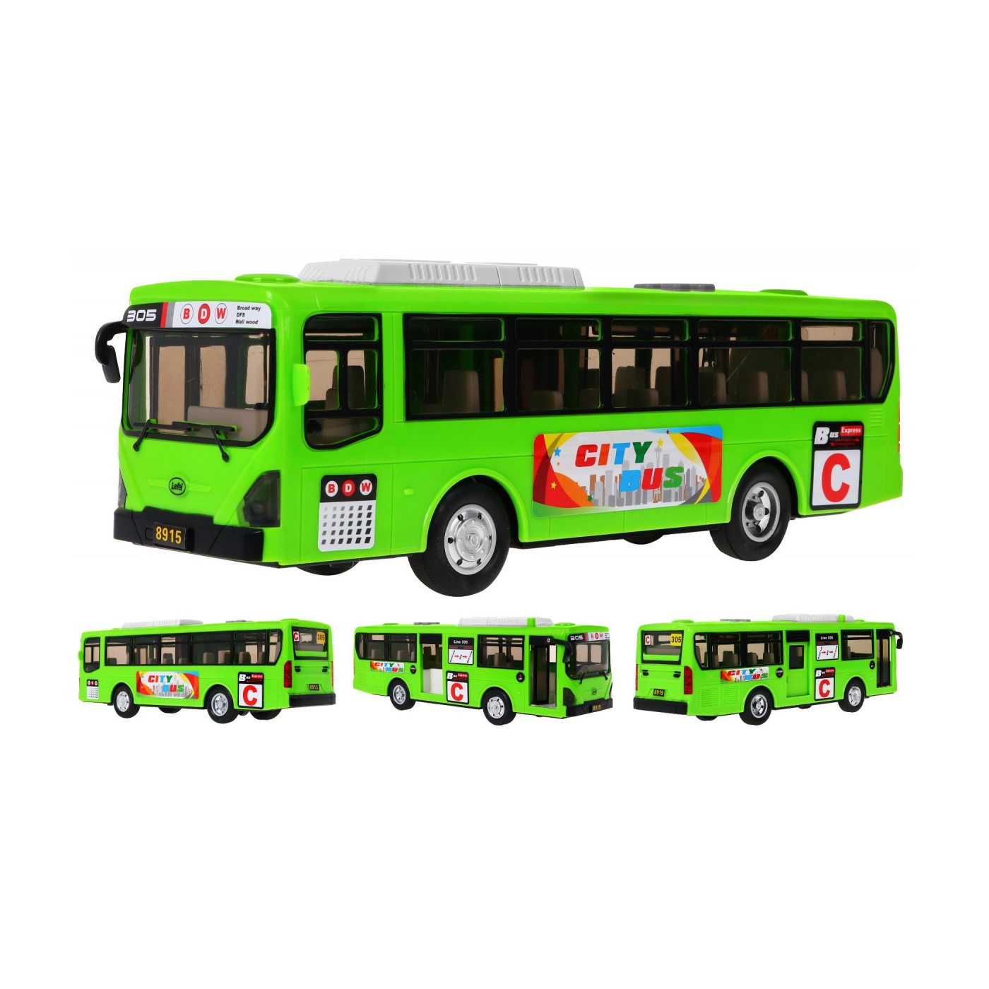 Interaktivní školní autobus pro děti 3+ zelený + otevírání dveří + Zvuky Světla