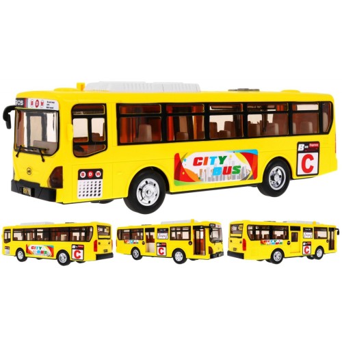 Interaktivní školní autobus pro děti 3+ žlutý + otevírání dveří + Zvuky Světla