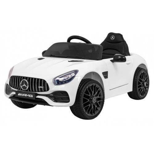 Mercedes Benz GT na baterii pro děti bílá + dálkové ovládání + pomalý start + MP3 LED