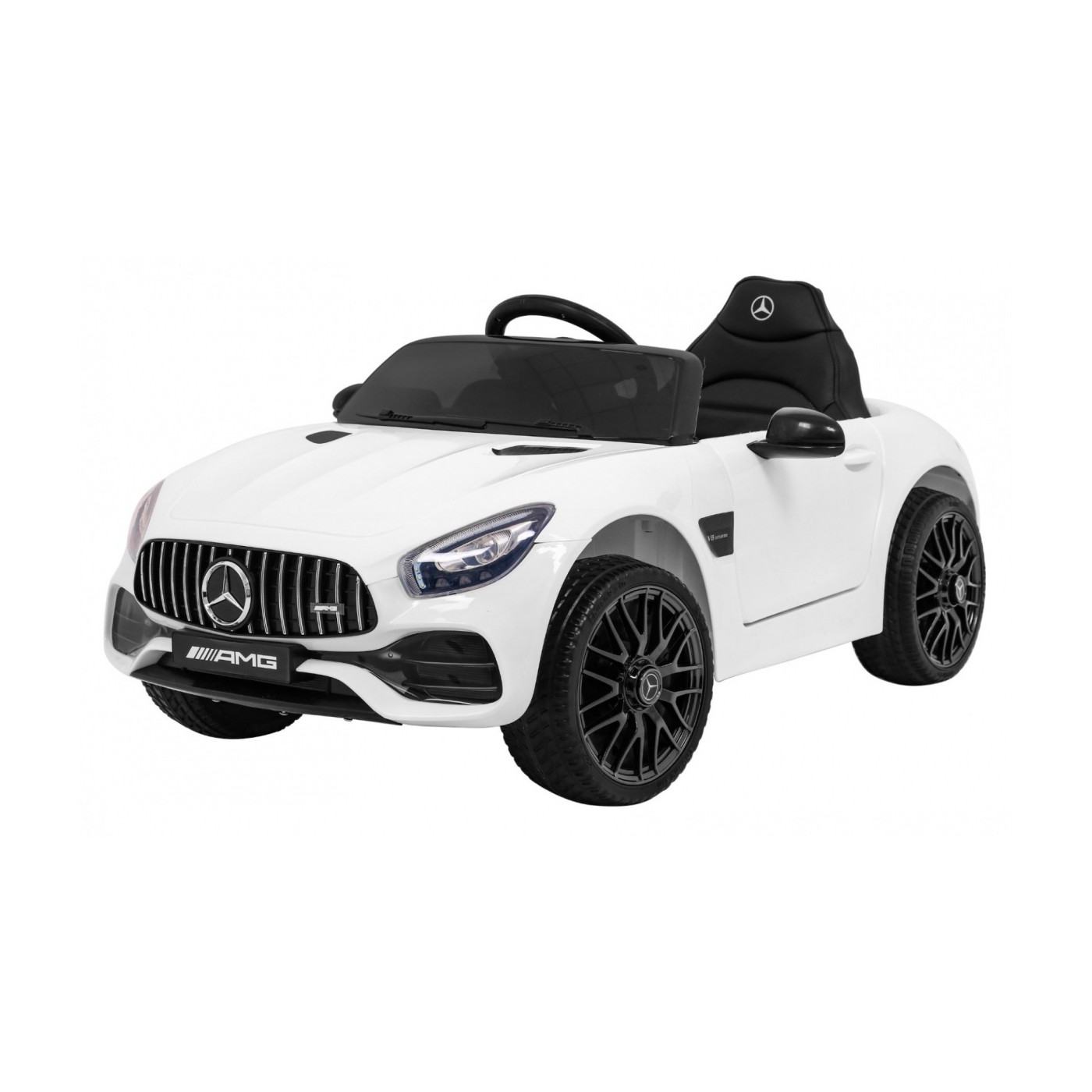 Mercedes Benz GT na baterii pro děti bílá + dálkové ovládání + pomalý start + MP3 LED