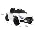 Mercedes Benz GT na baterii pro děti bílá + dálkové ovládání + pomalý start + MP3 LED