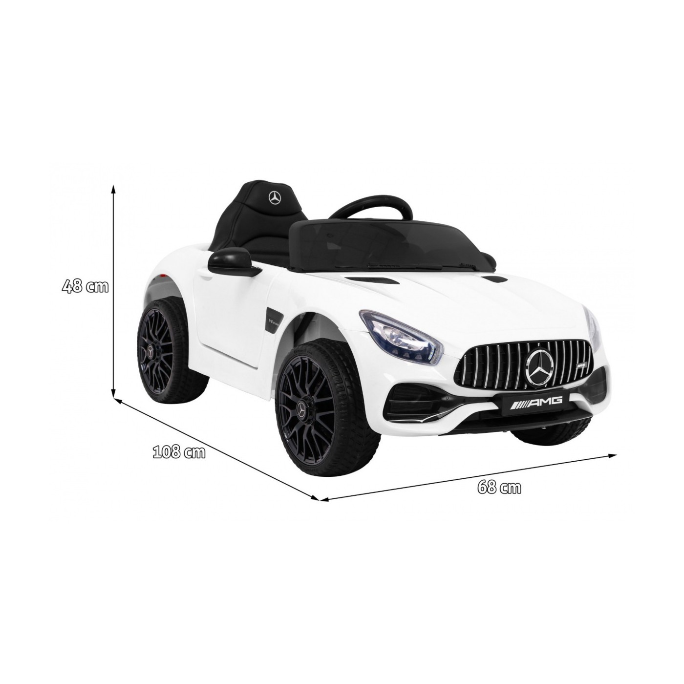 Mercedes Benz GT na baterii pro děti bílá + dálkové ovládání + pomalý start + MP3 LED