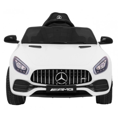Mercedes Benz GT na baterii pro děti bílá + dálkové ovládání + pomalý start + MP3 LED