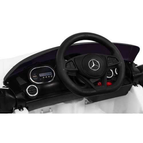 Mercedes Benz GT na baterii pro děti bílá + dálkové ovládání + pomalý start + MP3 LED