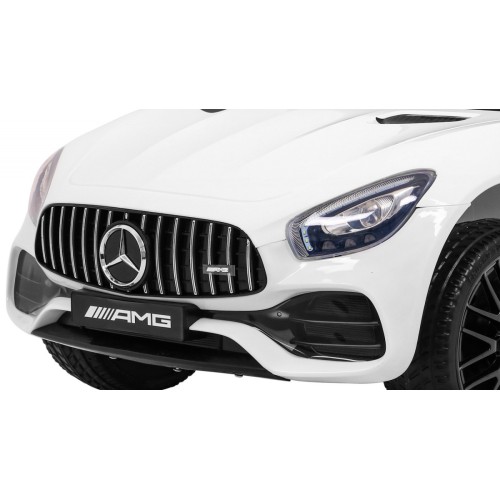 Mercedes Benz GT na baterii pro děti bílá + dálkové ovládání + pomalý start + MP3 LED