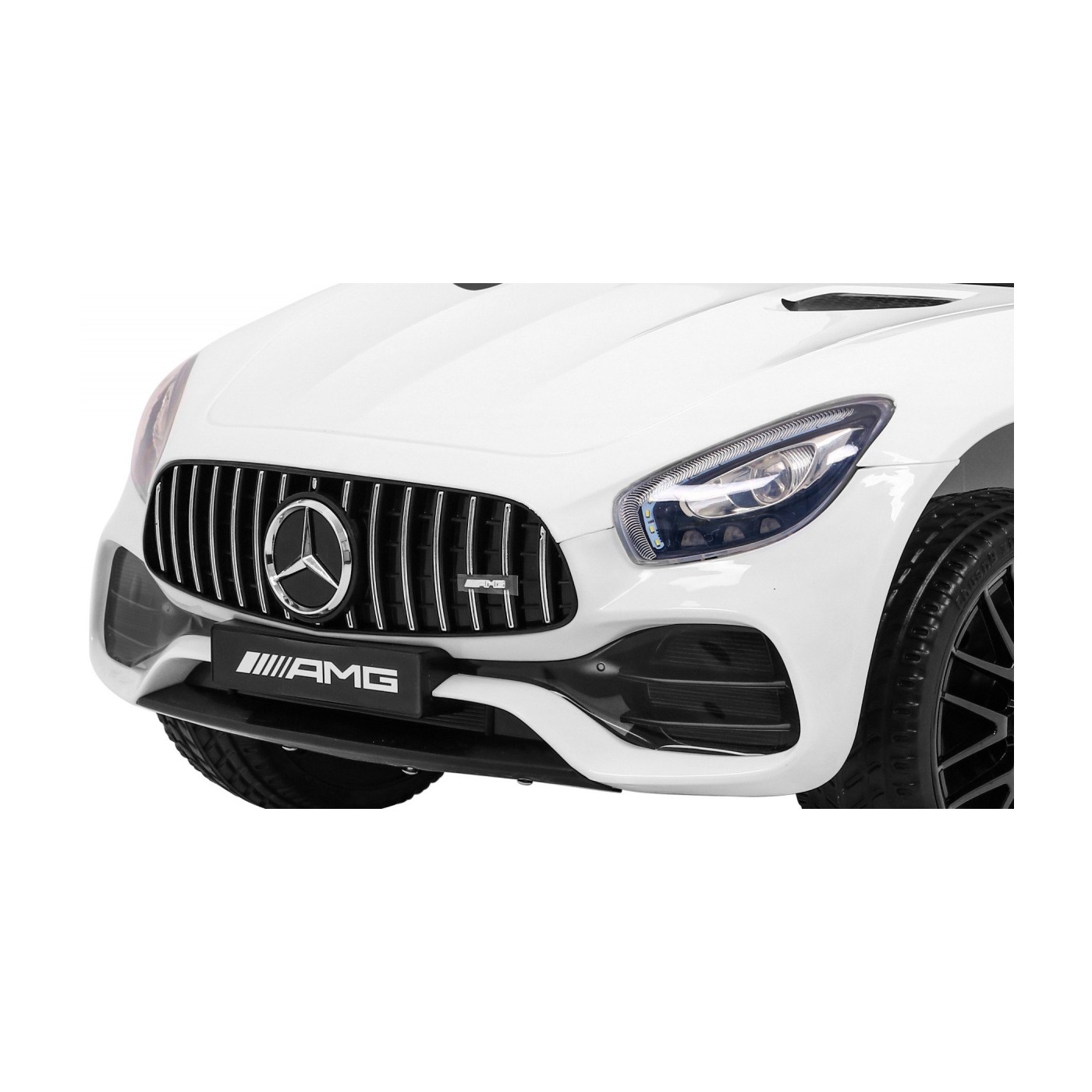 Mercedes Benz GT na baterii pro děti bílá + dálkové ovládání + pomalý start + MP3 LED