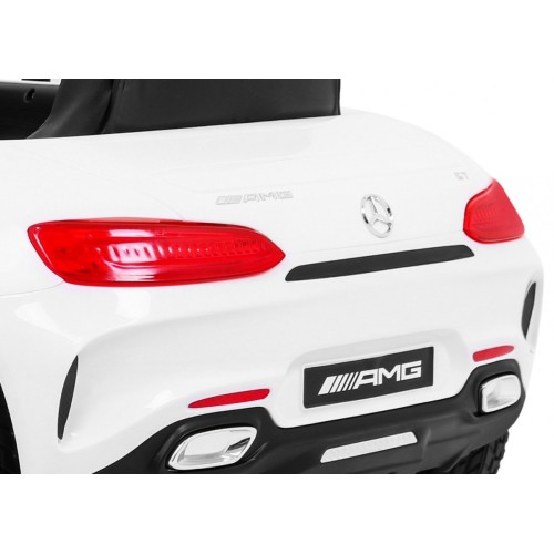 Mercedes Benz GT na baterii pro děti bílá + dálkové ovládání + pomalý start + MP3 LED