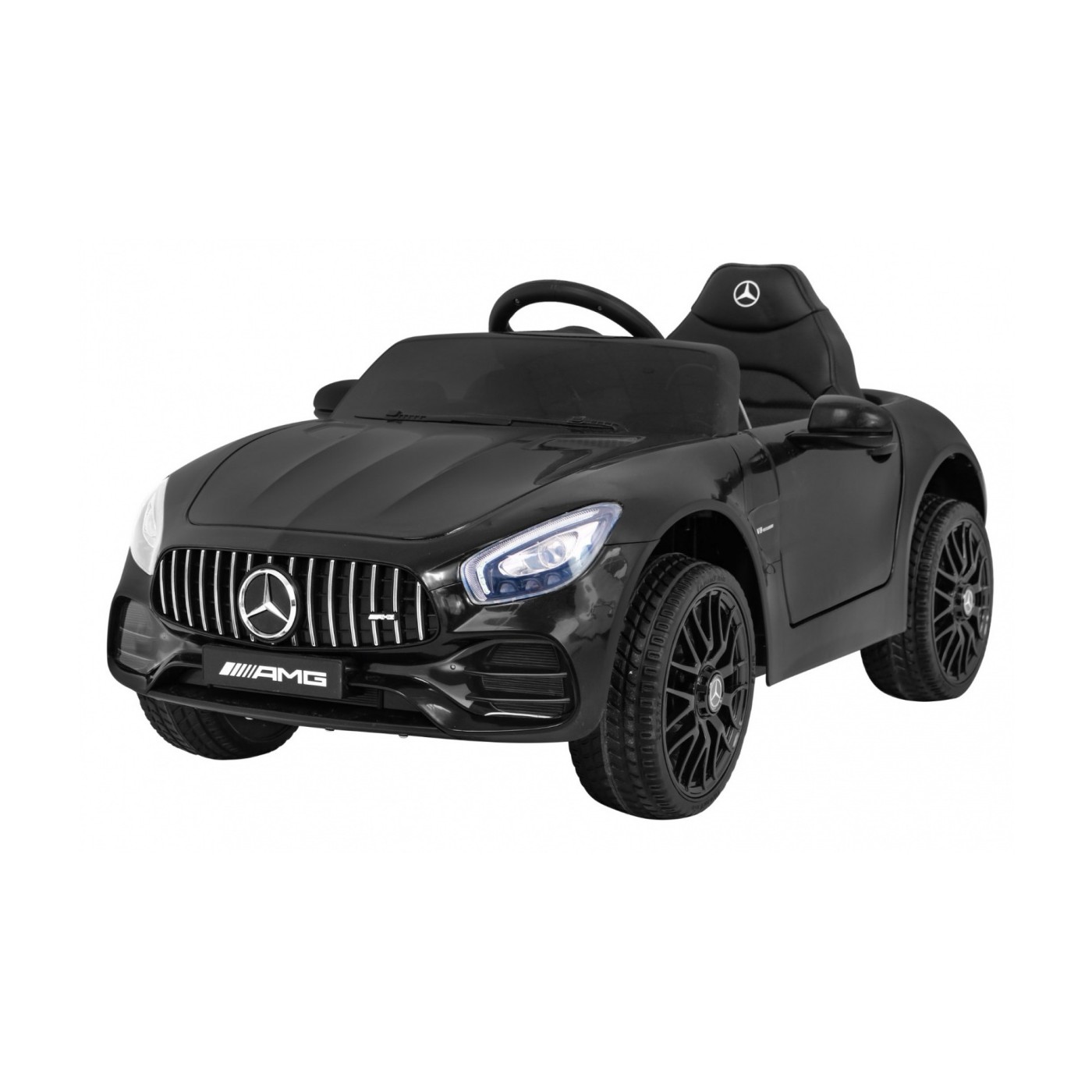 Mercedes Benz GT dětská baterie černá + dálkové ovládání + pomalý start + MP3 LED