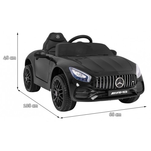 Mercedes Benz GT dětská baterie černá + dálkové ovládání + pomalý start + MP3 LED