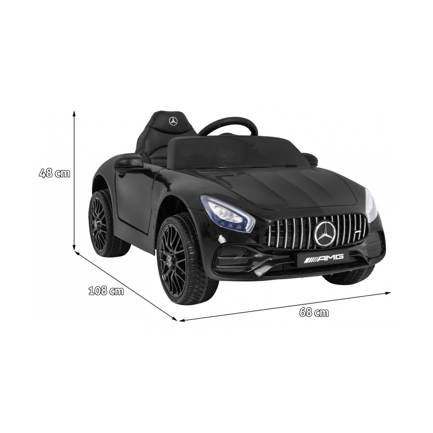 Mercedes Benz GT dětská baterie černá + dálkové ovládání + pomalý start + MP3 LED