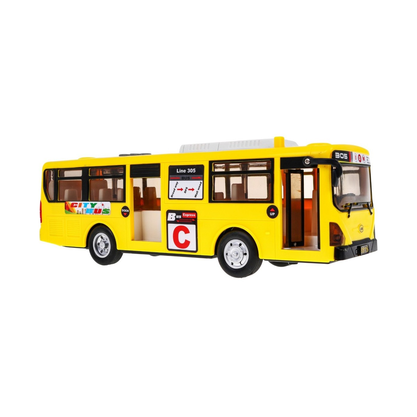 Interaktivní školní autobus pro děti 3+ žlutý + otevírání dveří + Zvuky Světla