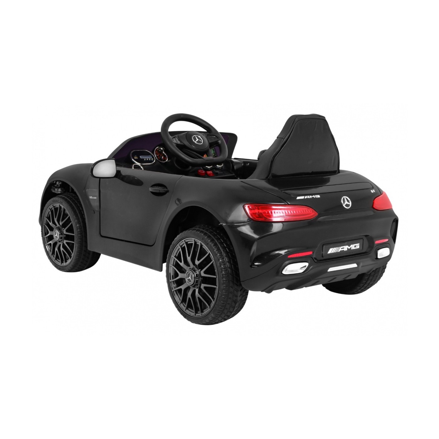 Mercedes Benz GT dětská baterie černá + dálkové ovládání + pomalý start + MP3 LED