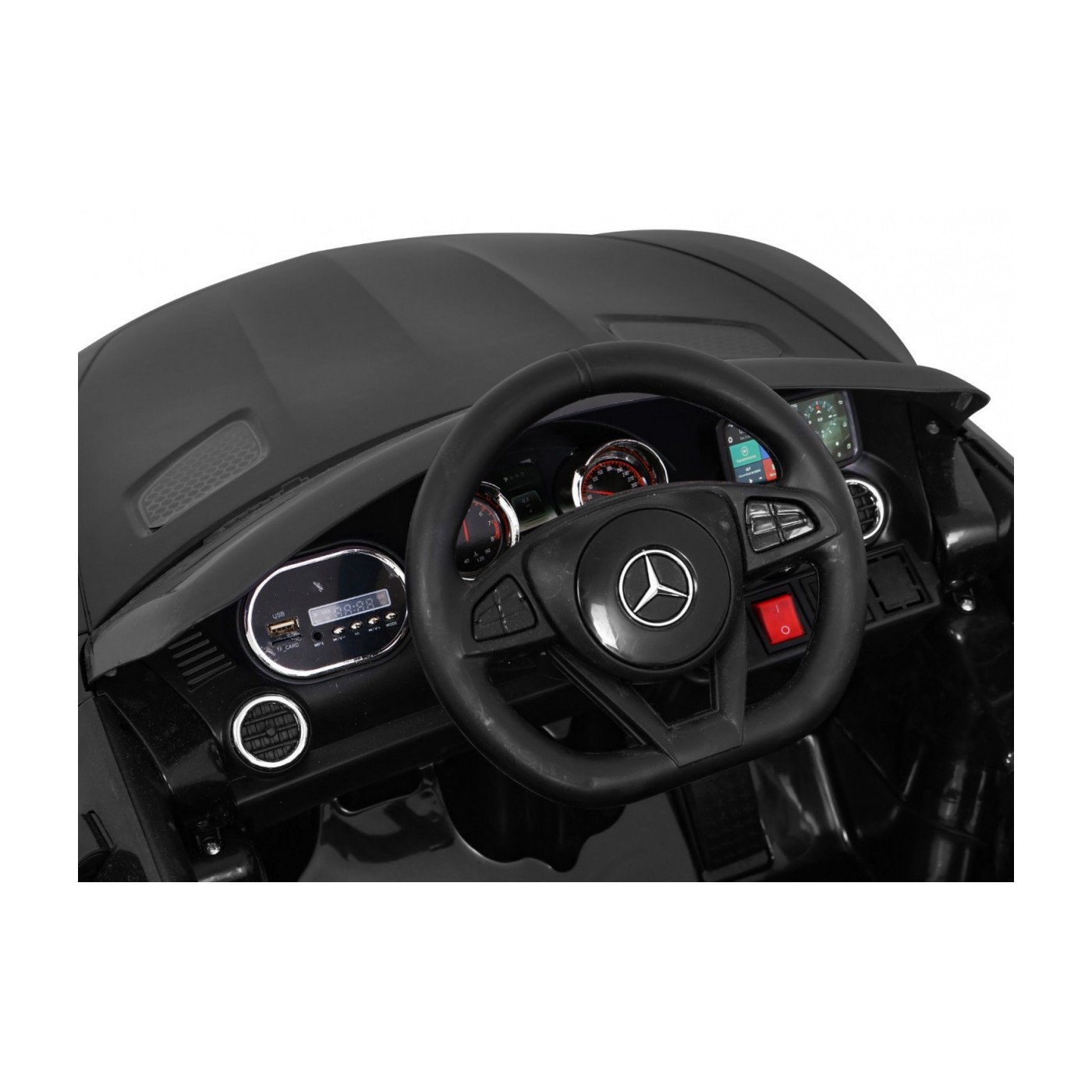 Mercedes Benz GT dětská baterie černá + dálkové ovládání + pomalý start + MP3 LED