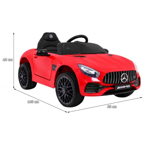 Dětská baterie Mercedes Benz GT červená + dálkové ovládání + pomalý start + MP3 LED