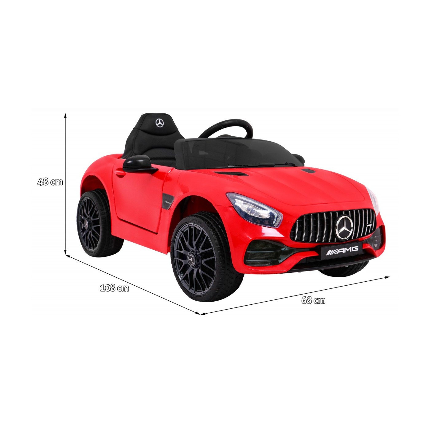 Dětská baterie Mercedes Benz GT červená + dálkové ovládání + pomalý start + MP3 LED