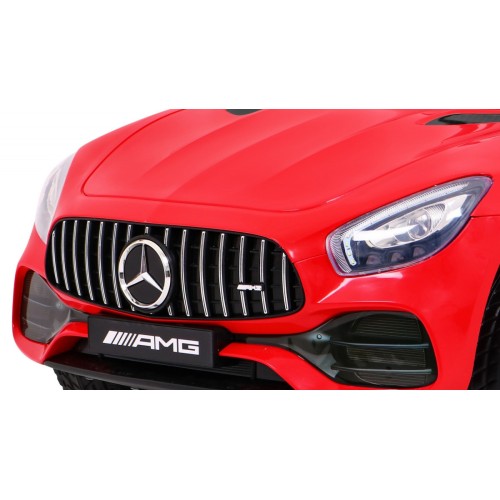 Dětská baterie Mercedes Benz GT červená + dálkové ovládání + pomalý start + MP3 LED