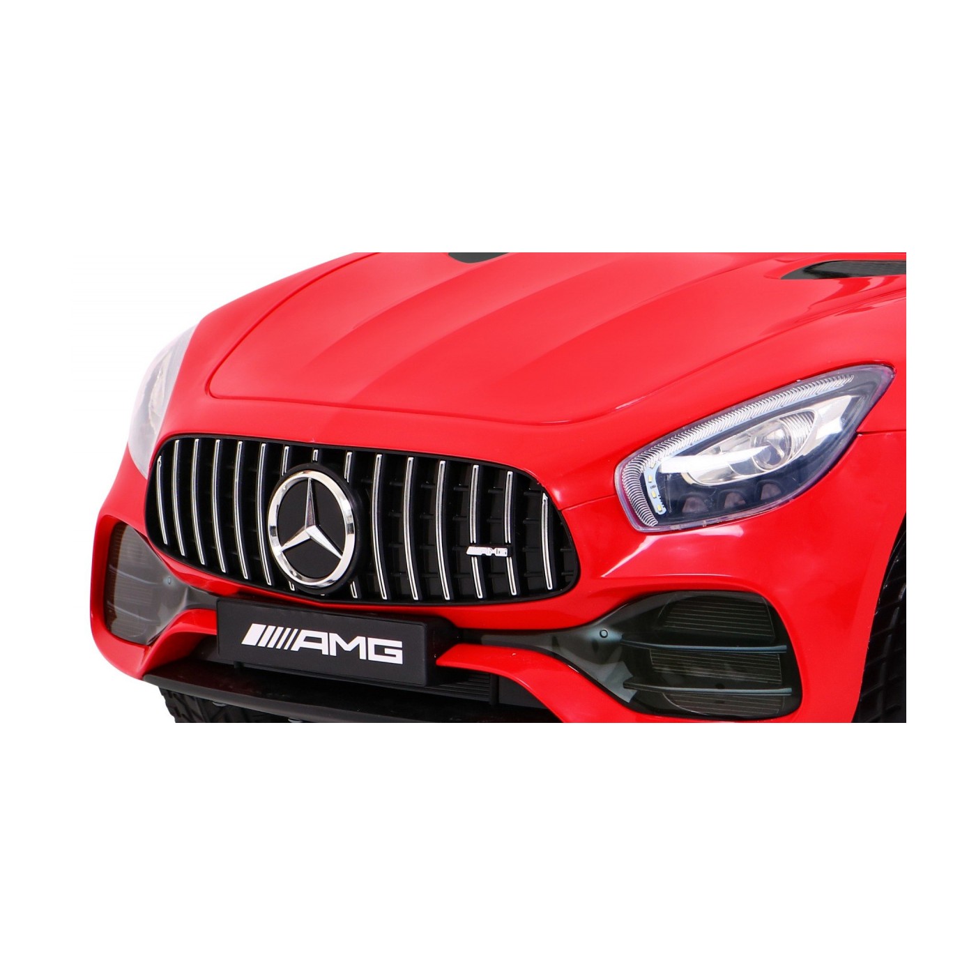 Dětská baterie Mercedes Benz GT červená + dálkové ovládání + pomalý start + MP3 LED