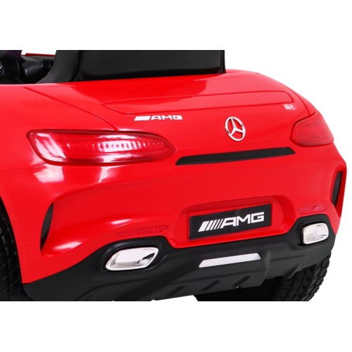 Dětská baterie Mercedes Benz GT červená + dálkové ovládání + pomalý start + MP3 LED