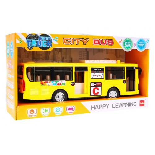 Interaktivní školní autobus pro děti 3+ žlutý + otevírání dveří + Zvuky Světla