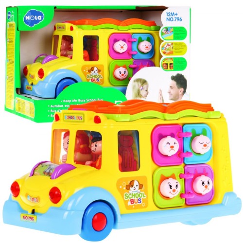 Multifunkční autobus pro děti 12m+ světla zvuky + pohyblivé prvky + mini interaktivní hry